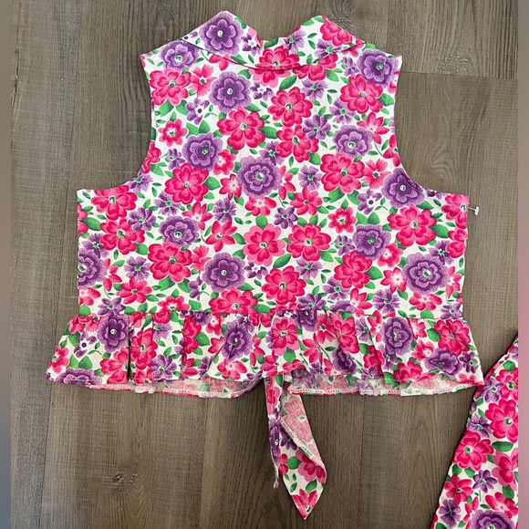 Deadstock NWT Vtg. Girls Floral 2-piece Set 100% Cotton - Picture 3 of 6